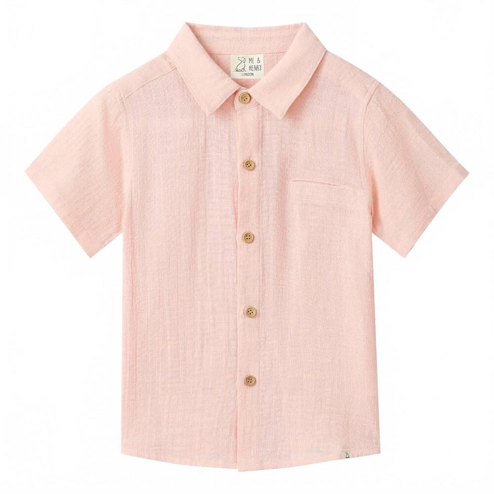 NEW ME & HENRY boys newport woven shirt in peach